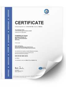 Certificate ISO 9001 Funeralia 