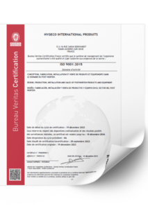 Certificate ISO 9001 Hygeco International Produits 